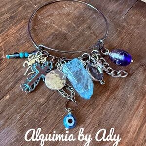 AQUAMARINE CHARMS BOHEMIAN BRACELET
